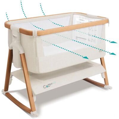 Tutti Bambini CoZee AIR Berço de dormir ao lado - Noz escandinavo/Ecru Tutti Bambini CoZee AIR Berço de dormir ao lado - Noz escandinavo/Ecru