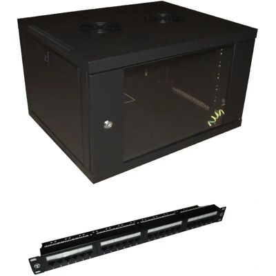 Gbr 6u 450mm Deep Wall Mount 19" Cabinet - 24 Port Cat5e/6 Panel + 4 Way PDU Gbr 6u 450mm Deep Wall Mount 19" Cabinet - 24 Port Cat5e/6 Panel + 4 Way PDU
