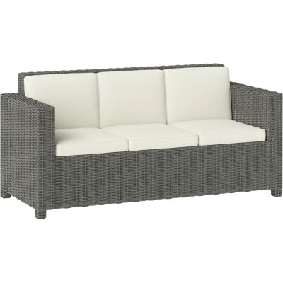 Outsunny - Cream 3-Seater Rattan Sofa - Garden Sofa Outsunny - Cream 3-Seater Rattan Sofa - Garden Sofa