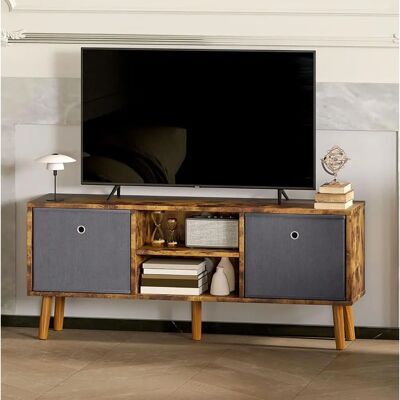 HOMCOM Modern TV Cabinet - Shelves & Drawers - Rustic Brown HOMCOM Modern TV Cabinet - Shelves & Drawers - Rustic Brown