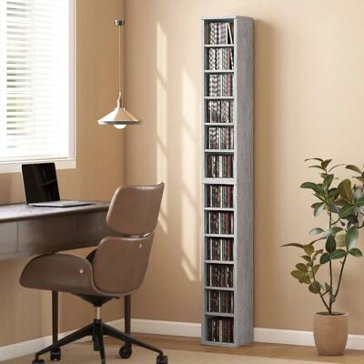 HOMCOM Cement Grey Set of 2 CD Storage Units with Adjustable Shelves HOMCOM Cement Grey Set of 2 CD Storage Units with Adjustable Shelves