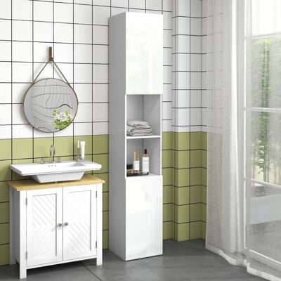 Kleankin White High Gloss 30x30x181.5cm - Bathroom Storage Cabinet Kleankin White High Gloss 30x30x181.5cm - Bathroom Storage Cabinet