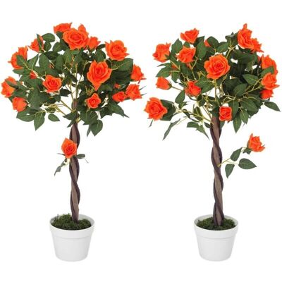 Outsunny - Rose Tree - 90cm - Set of 2 - Artificial Plant Outsunny - Rose Tree - 90cm - Set of 2 - Artificial Plant