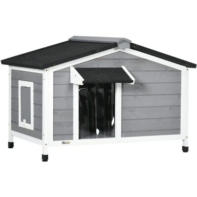 PawHut - Wooden Dog Kennel - 97L x 72W x 65H cm - Grey - Dog Kennel PawHut - Wooden Dog Kennel - 97L x 72W x 65H cm - Grey - Dog Kennel