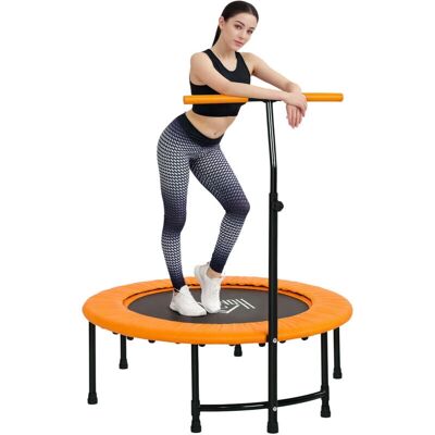 HOMCOM Model - Mini Trampoline Adult Rebounder with Handle - Orange HOMCOM Model - Mini Trampoline Adult Rebounder with Handle - Orange