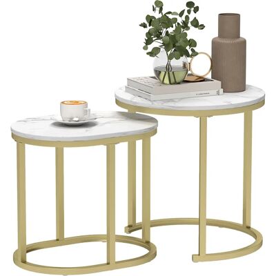 HOMCOM - 2-Pcs Coffee Table - White - Coffee Table HOMCOM - 2-Pcs Coffee Table - White - Coffee Table