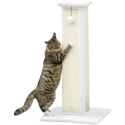 PawHut - 81cm Cat Scratching Post - Sisal Rope - White - Cat Scratching Post PawHut - 81cm Cat Scratching Post - Sisal Rope - White - Cat Scratching Post