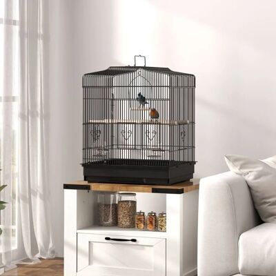 PawHut - 59cm Large Bird Cage - Black - Stand - Bird Cage PawHut - 59cm Large Bird Cage - Black - Stand - Bird Cage