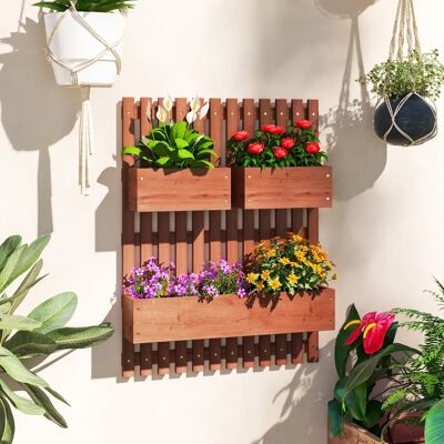 Outsunny - wooden garden planter with trellis wall-mounted bed Outsunny - wooden garden planter with trellis wall-mounted bed