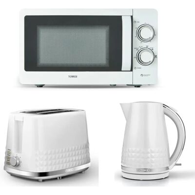 Tower - Solitaire White Kettle 2 Slice Toaster T24042WHT Microwave Tower - Solitaire White Kettle 2 Slice Toaster T24042WHT Microwave