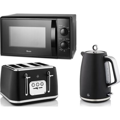 Swan - Serenity - Black - 4 Slice Toaster - Toaster & Microwave Set Swan - Serenity - Black - 4 Slice Toaster - Toaster & Microwave Set