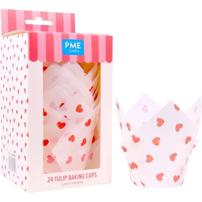 PME - VD24MC012 - Tulipe - Cœurs - moules à cupcakes PME - VD24MC012 - Tulipe - Cœurs - moules à cupcakes