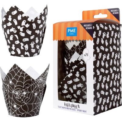 PME - HW24MC034 - Noir - Fantômes - Moules à muffins PME - HW24MC034 - Noir - Fantômes - Moules à muffins
