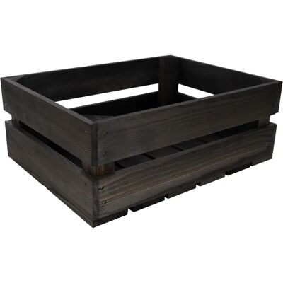 Creative Deco Black Wooden Crate - 40x30x15cm Storage & Decor Creative Deco Black Wooden Crate - 40x30x15cm Storage & Decor