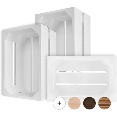 White Wooden Storage Box Set - Vintage Style - 30x20x15 cm - Storage Box White Wooden Storage Box Set - Vintage Style - 30x20x15 cm - Storage Box