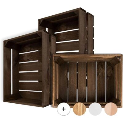 Wengué Wooden Storage Boxes - 3-piece Set - 40x30x15cm Wengué Wooden Storage Boxes - 3-piece Set - 40x30x15cm
