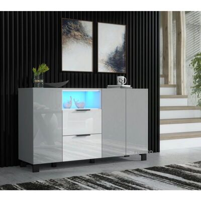 Furneo - Sideboard Grey White - High Gloss - Cabinet Furneo - Sideboard Grey White - High Gloss - Cabinet