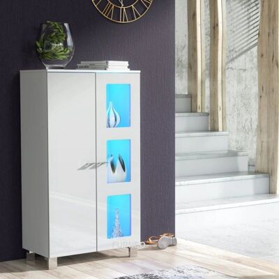 Furneo - Mia 02 - White - Blue LED lights - Sideboard Cabinet Furneo - Mia 02 - White - Blue LED lights - Sideboard Cabinet