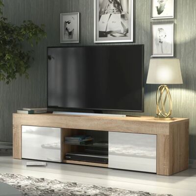 Creative Labs TV Unit 130cm Oak & White Gloss - TV Unit Creative Labs TV Unit 130cm Oak & White Gloss - TV Unit