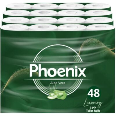 Phoenix - 48 Rolls - Aloe Vera - 3 Ply - Toilet Paper Phoenix - 48 Rolls - Aloe Vera - 3 Ply - Toilet Paper