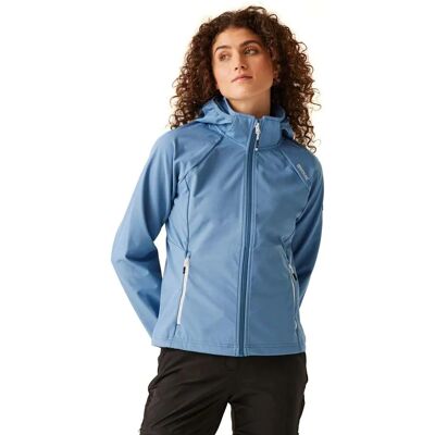 Regatta - Bourda Softshell Hooded Jacket - Coronet Bleu Blanc - Publicité Regatta - Bourda Softshell Hooded Jacket - Coronet Bleu Blanc - Publicité