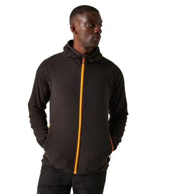 Fleece à fermeture éclair complète pour homme Regatta Professional Navigate - Léger, à capuche, noir/orange XL Fleece à fermeture éclair complète pour homme Regatta Professional Navigate - Léger, à capuche, noir/orange XL