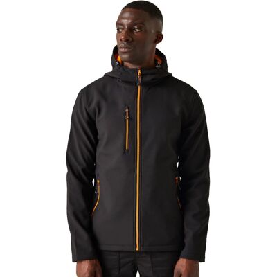 Regatta Professional Men's Navigate 2 Layer Hooded Softshell Jacket Black Orange Pop - Jacket Regatta Professional Men's Navigate 2 Layer Hooded Softshell Jacket Black Orange Pop - Jacket