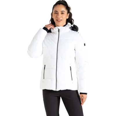 Dare 2b Women's Water-repellent Glamourize V Ski Jacket - White Dare 2b Women's Water-repellent Glamourize V Ski Jacket - White