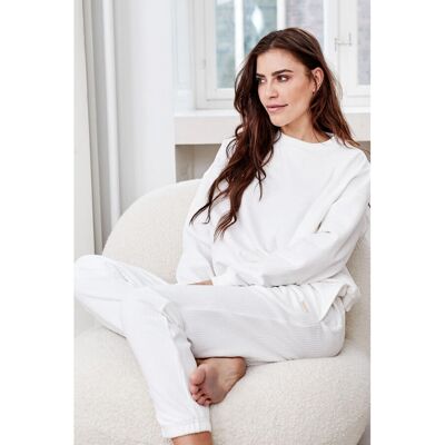 Sosandar Marley Ivory Super Soft Rib Slim Fit Joggers - White Cotton - Size 16 Uk Sosandar Marley Ivory Super Soft Rib Slim Fit Joggers - White Cotton - Size 16 Uk