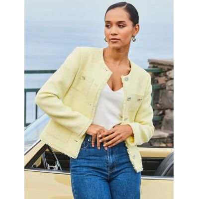 Veste Bouclé Verte Sosandar avec Boutons Ornés - Veste Veste Bouclé Verte Sosandar avec Boutons Ornés - Veste