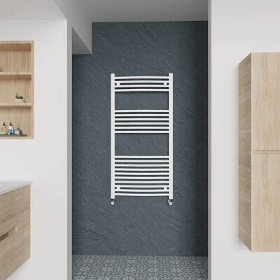 Warmehaus Curved 1200x600 White Ladder Towel Rail Warmehaus Curved 1200x600 White Ladder Towel Rail