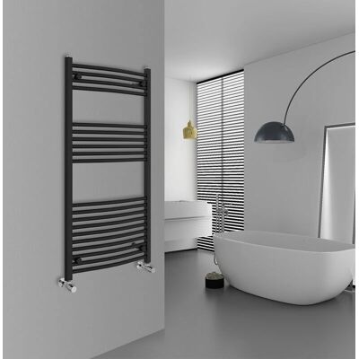 Warmehaus - Curved 1200x600 - Black - Towel Rail Warmehaus - Curved 1200x600 - Black - Towel Rail