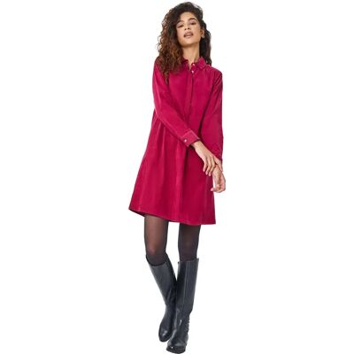 Roman Corduroy Tunic Shirt Dress - Knie-Länge - Lässiger Chic Roman Corduroy Tunic Shirt Dress - Knie-Länge - Lässiger Chic