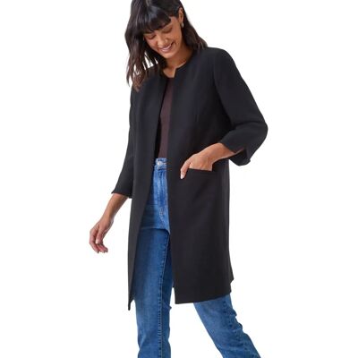 Roman Originals - Smart Longline Textured Jacket - Black - Jacket Roman Originals - Smart Longline Textured Jacket - Black - Jacket