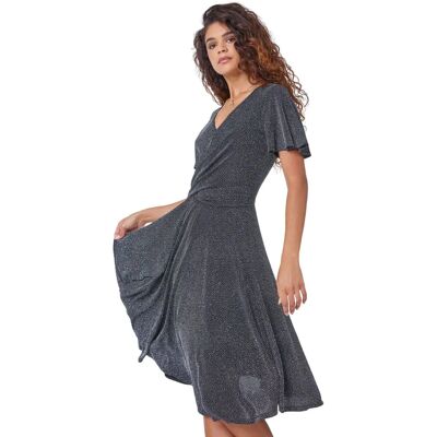 Roman Silver Model 14302085 Knee-Length Ruched Skater Dress - Dress Roman Silver Model 14302085 Knee-Length Ruched Skater Dress - Dress