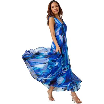 Roman Blaues Abstract Print Ärmelloses Maxikleid - Maxikleid Roman Blaues Abstract Print Ärmelloses Maxikleid - Maxikleid