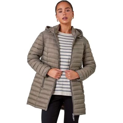 Roman Petite Taupe Quilted Longline Puffer Coat - Puffer Coat Roman Petite Taupe Quilted Longline Puffer Coat - Puffer Coat