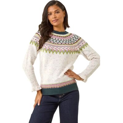 Roman Fairisle Frill Detail Stretch Jumper - Size 18 Female Roman Fairisle Frill Detail Stretch Jumper - Size 18 Female