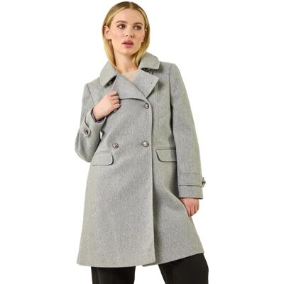 Roman Petite Military Coat - Double Breasted - Grey - Size 12 Roman Petite Military Coat - Double Breasted - Grey - Size 12