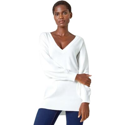 Roman Ivory V-Neck Stretch Jumper - Size 18 Female Roman Ivory V-Neck Stretch Jumper - Size 18 Female