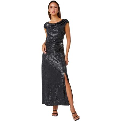 Robe longue à sequins noire Roman - Col cowl, Élasthanne, Mi-longue - Publicité Robe longue à sequins noire Roman - Col cowl, Élasthanne, Mi-longue - Publicité