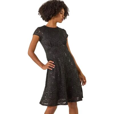 Roman Pailletten Fluted Hem Spitzen Stretch Kleid - Kleid Roman Pailletten Fluted Hem Spitzen Stretch Kleid - Kleid