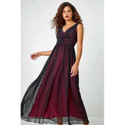 Roman Schwarzes ärmelloses Kontrast-Mesh-Maxikleid - Damen Roman Schwarzes ärmelloses Kontrast-Mesh-Maxikleid - Damen