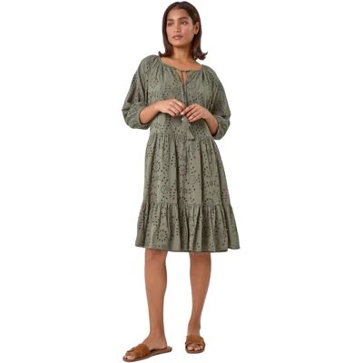 Robe en broderie anglaise de coton à plusieurs couches - Kaki - Taille 20 - Publicité Robe en broderie anglaise de coton à plusieurs couches - Kaki - Taille 20 - Publicité