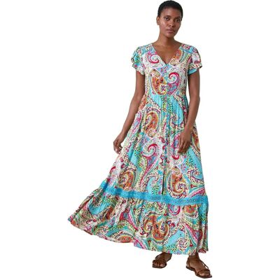 Robe longue paisley bleu clair Roman - Robe longue - Publicité Robe longue paisley bleu clair Roman - Robe longue - Publicité