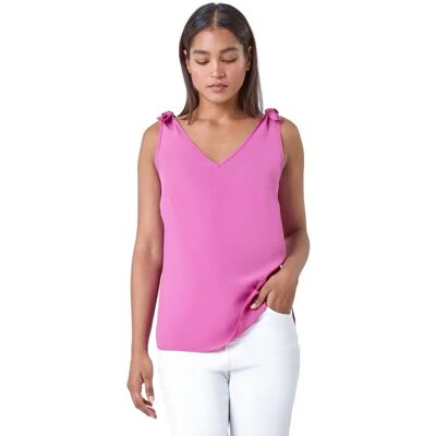 Roman Originals UK Magenta Tie Detail Strap Cami Top - Women Roman Originals UK Magenta Tie Detail Strap Cami Top - Women