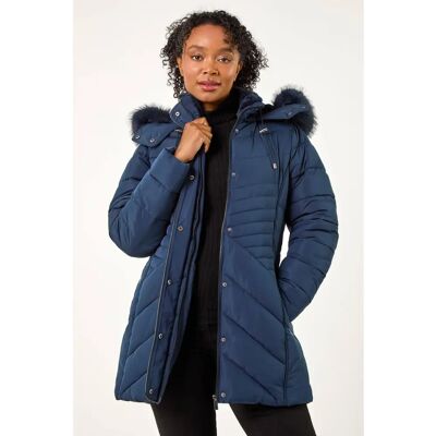 Roman UK - Hooded Longline Quilted Coat - Navy - 8 - Coat Roman UK - Hooded Longline Quilted Coat - Navy - 8 - Coat