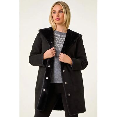 Manteau réversible en fausse laine de mouton avec capuche - Taille 8 - Manteau - Publicité Manteau réversible en fausse laine de mouton avec capuche - Taille 8 - Manteau - Publicité