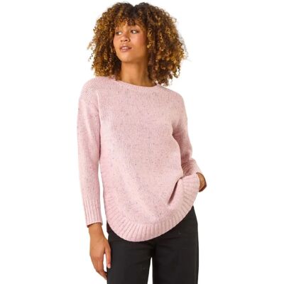 Roman Originals UK Light Pink Nep Fabric Curved Hem Jumper - Womens Size 18 Roman Originals UK Light Pink Nep Fabric Curved Hem Jumper - Womens Size 18