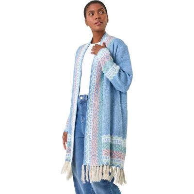 Roman Originals UK Light Blue 18 Fringe Cardigan - Cardigan Roman Originals UK Light Blue 18 Fringe Cardigan - Cardigan